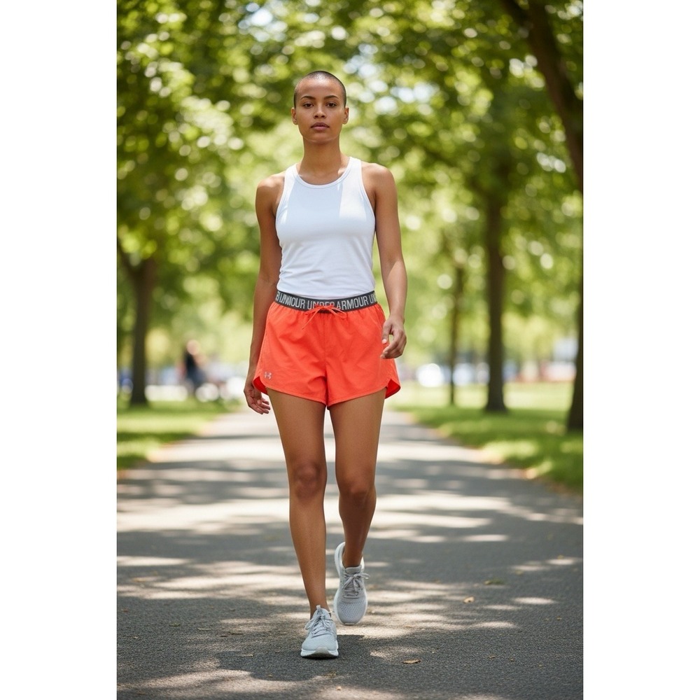 Under Armour HeatGear Running Shorts Orange Women's Small Athletic